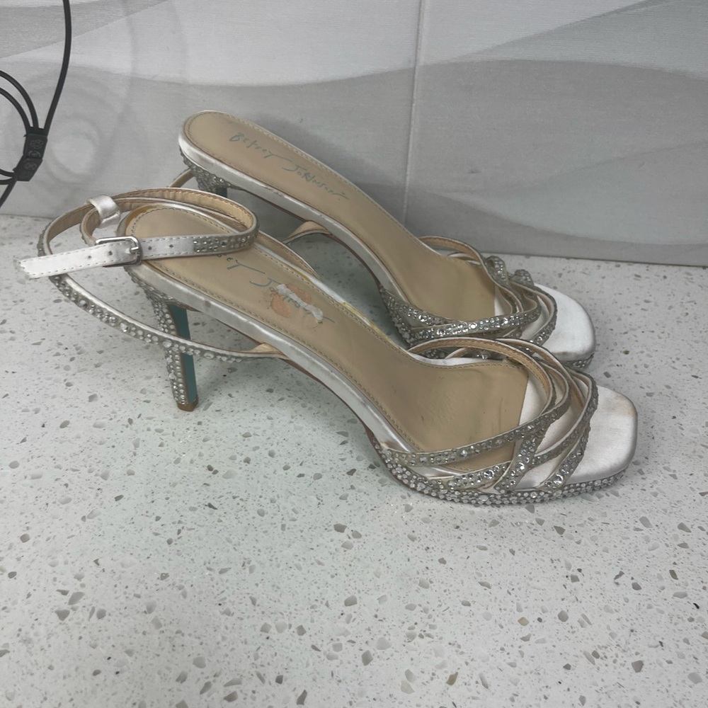Silver Crystal Slingback Heeled Sandals